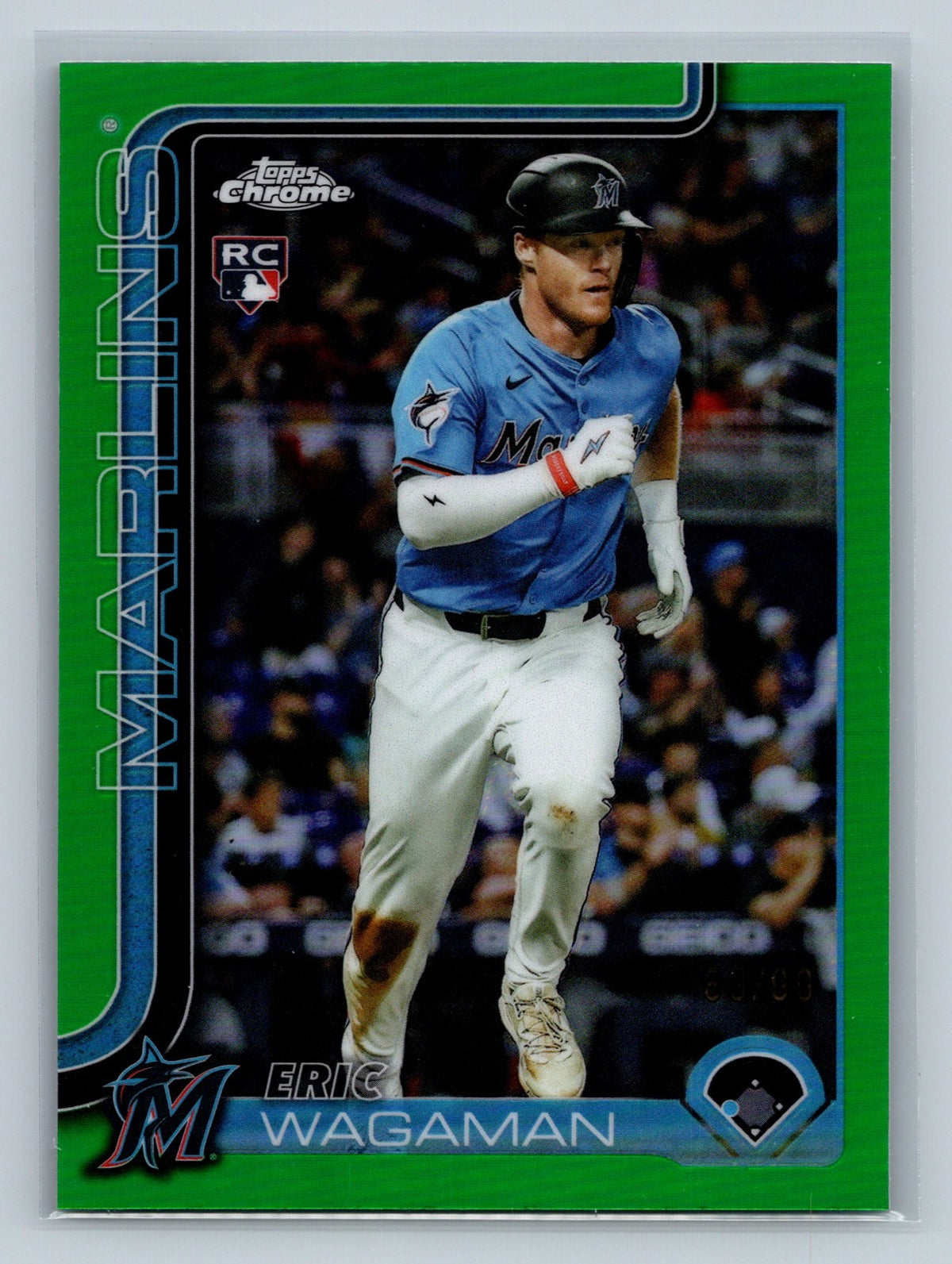 Eric Wagaman 2025 Topps Chrome Update Green Refractor RC /99 #USC56 Marlins