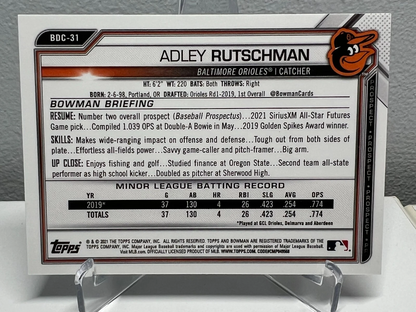Adley Rutschman 2021 Bowman Chrome Sky Blue Refractor #BDC-31 Orioles