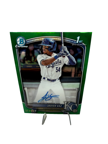 Javier Vaz 2025 Bowman Chrome 1st Green Refractor Auto /99 #CPA-JVA Royals