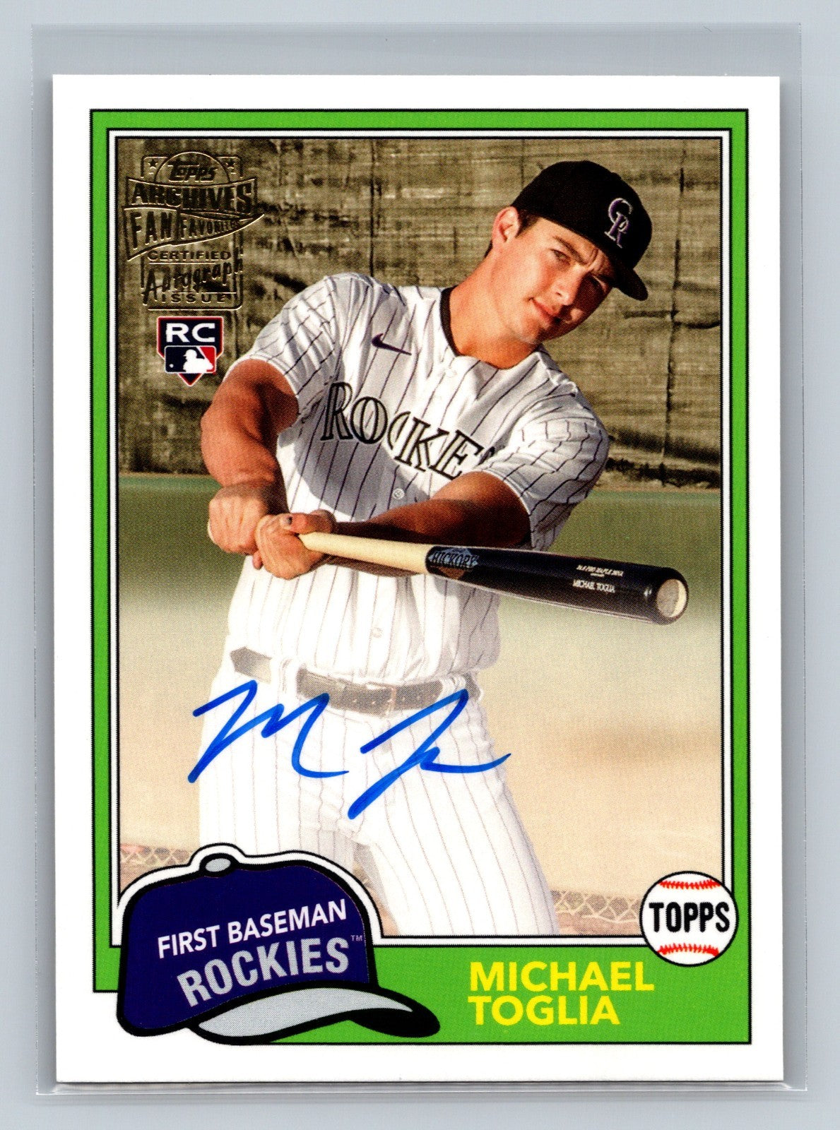 Michael Toglia 2023 Topps Archives Fan Favorites Auto RC #81FF-MT Rockies