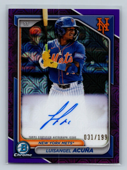 Luisangel Acuna 2024 Bowman Chrome Mega Box Purple Mojo Refractor Auto /199
