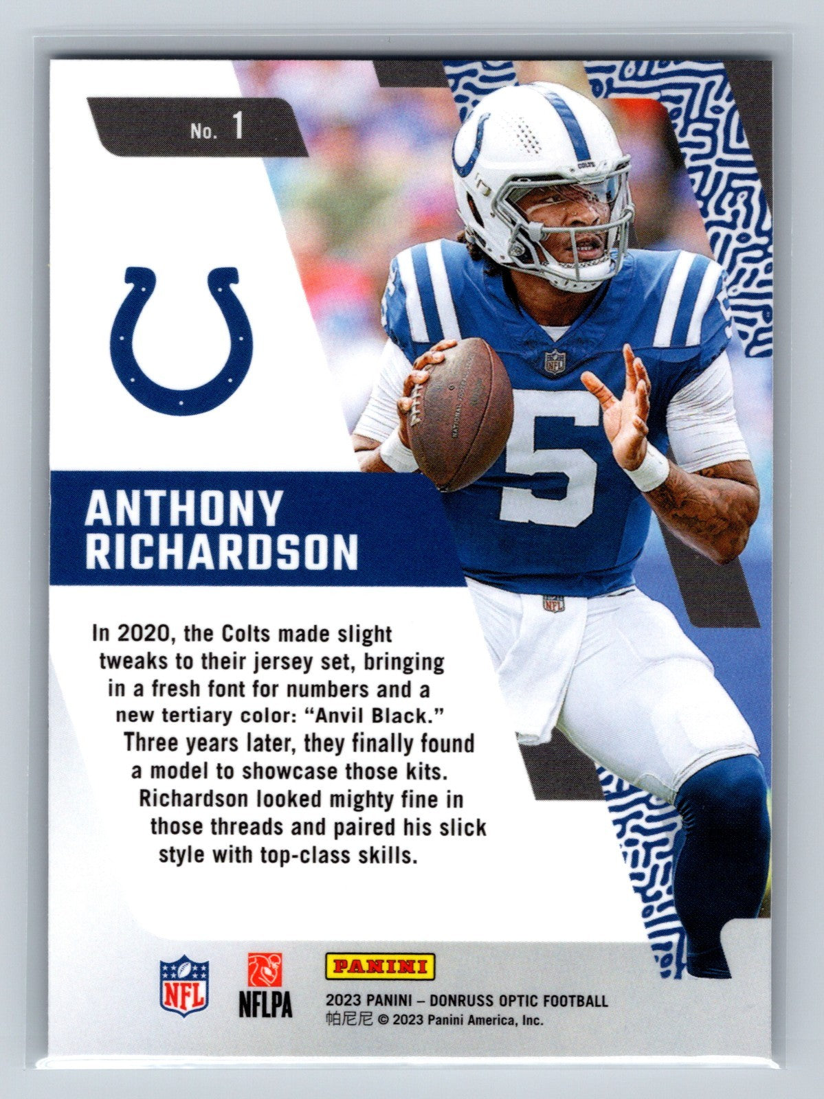 Anthony Richardson 2023 Panini Donruss Optic Primary Colors Rookie RC #1 Colts