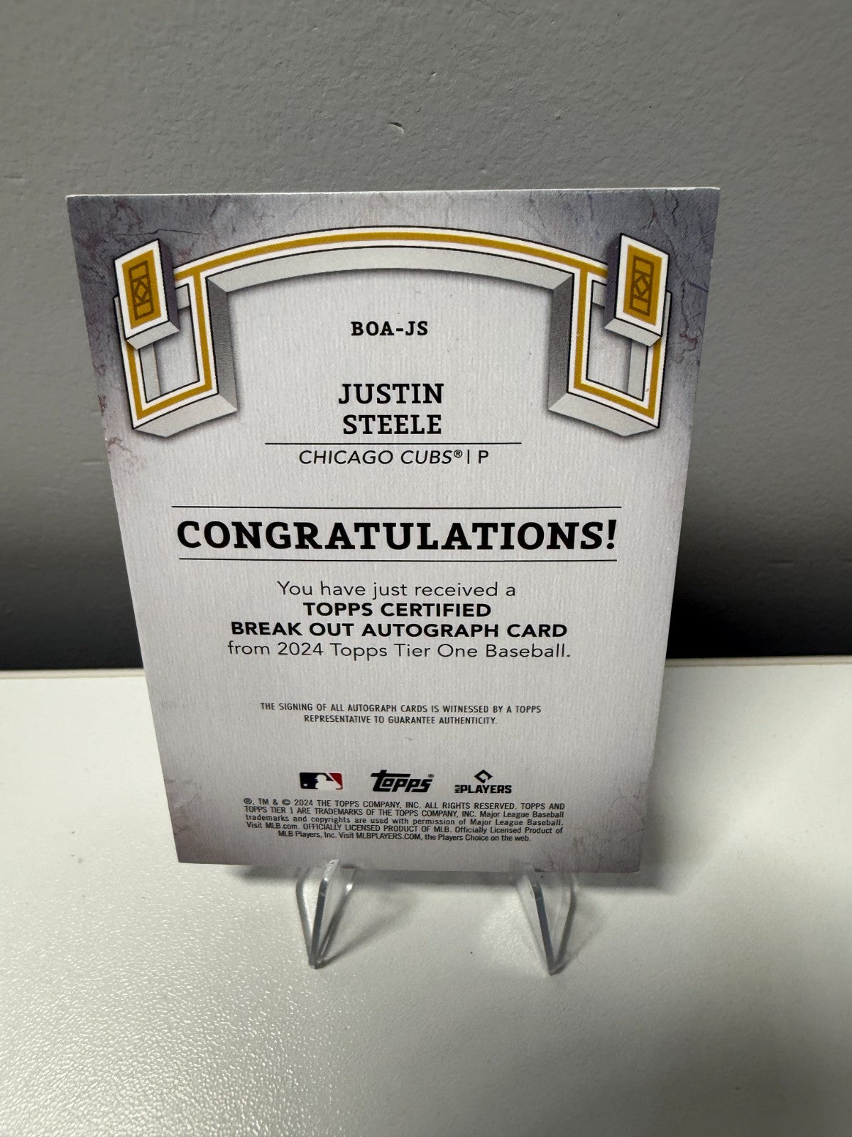 Justine Steele 2024 Topps Tier One Certified Break Out Auto Blue /75 #BOA-JS