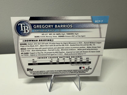 Gregory Barrios 2025 Bowman Chrome 1st Speckle Refractor /299 #BCP-7 Rays