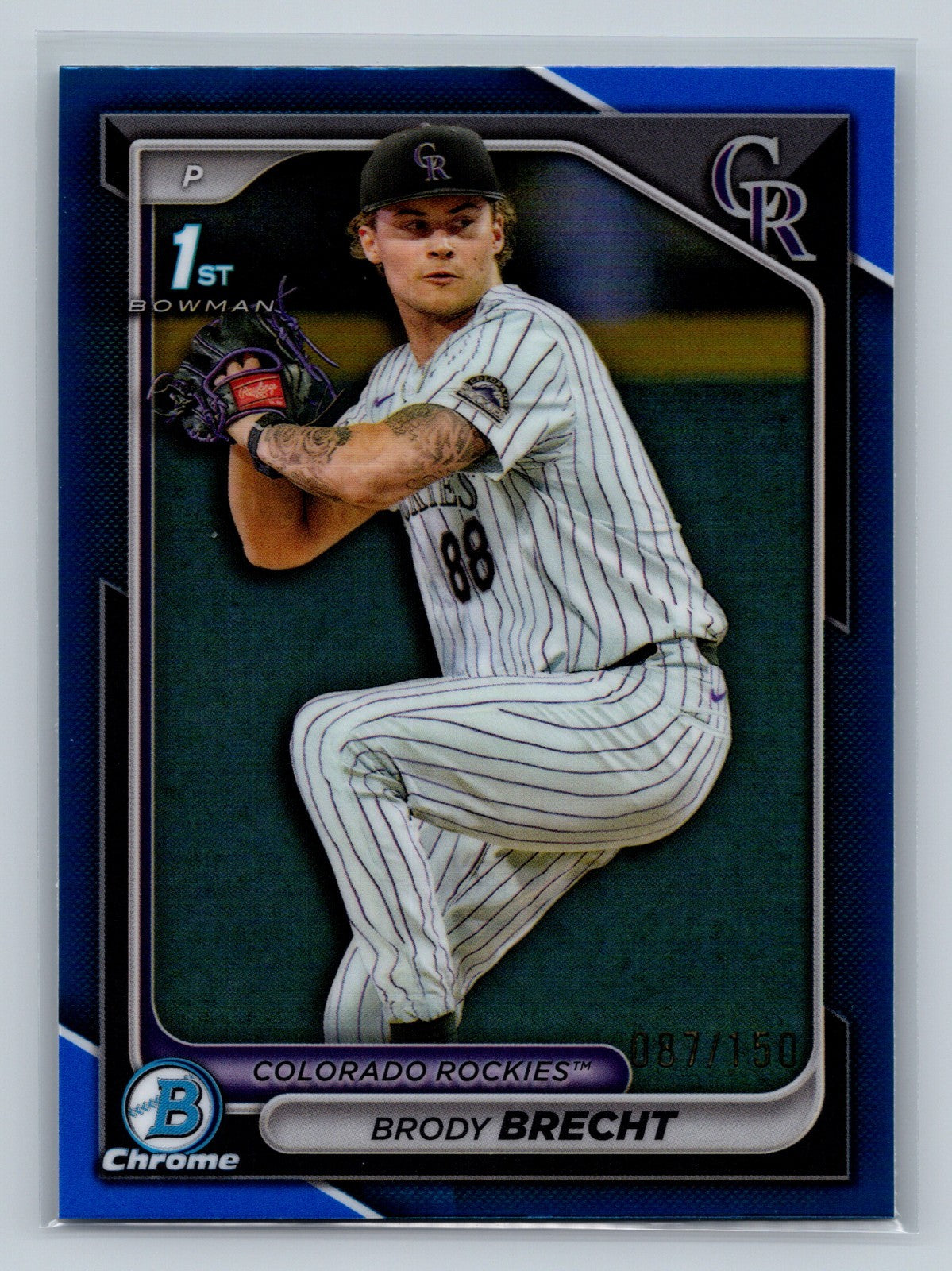 Brody Brecht 2024 Bowman Draft Chrome 1st Blue Refractor /150 #BDC-39 Rockies