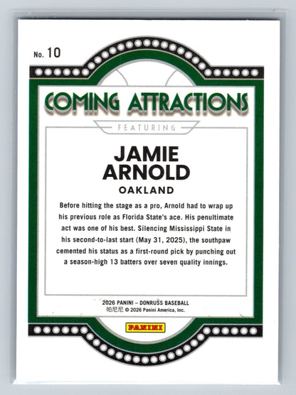 Jamie Arnold 2026 Panini Donruss Coming Attractions #10 Athletics