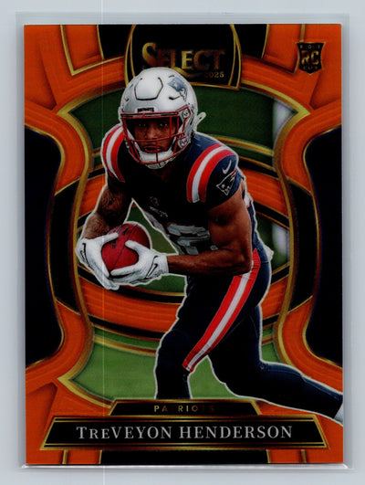 Treveyon Henderson 2025 Panini Select Concourse Orange Prizm RC /49 #78 Patriots