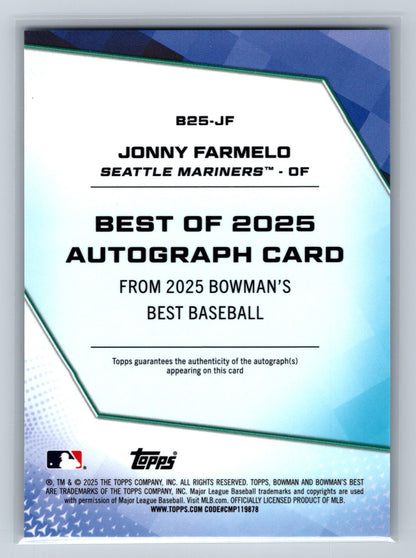 Jonny Farmelo 2025 Bowman's Best of 2025 Auto #B25-JF Mariners