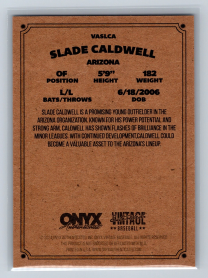 Slade Caldwell 2024 Onyx Vintage Extended #VASLCA Diamondbacks
