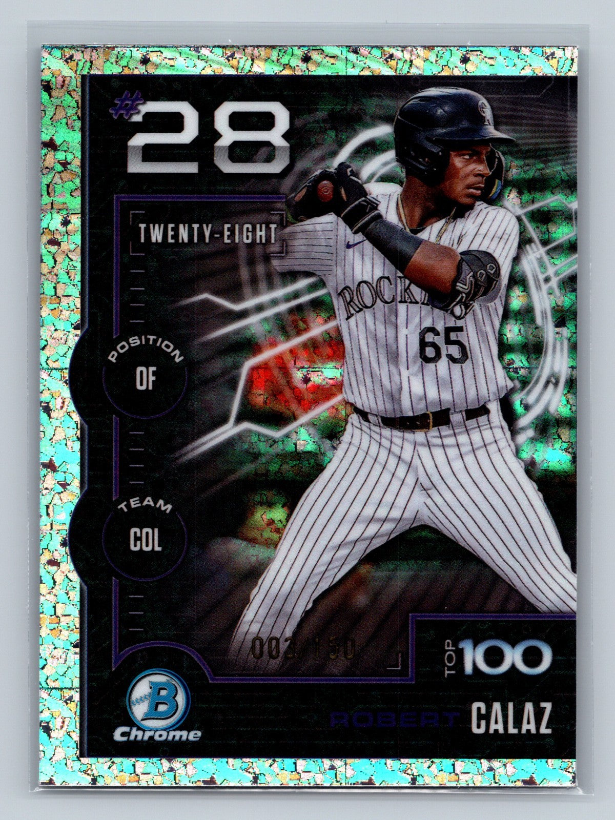 Robert Calaz 2025 Bowman Scouts Top 100 Mini Diamond Refractor /150 #BTP-28