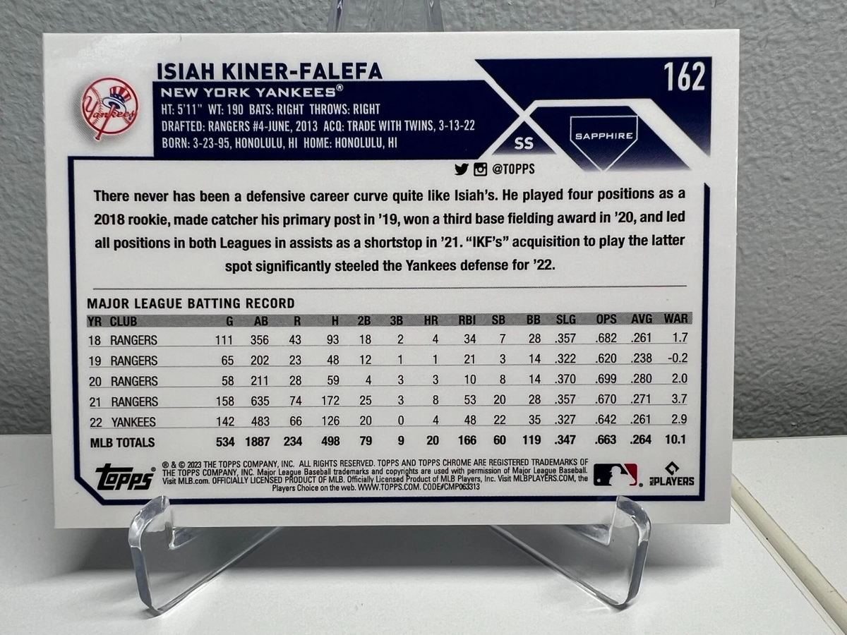 Isiah Kiner-Falefa 2023 Topps Chrome Sapphire Edition #162 Yankees