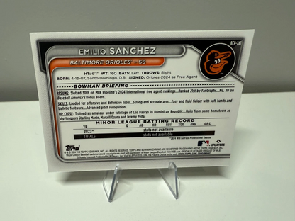 Emilio Sanchez 2024 Bowman Chrome 1st Bowman Yellow Refractor /75 #BCP-241
