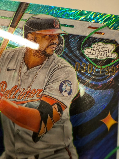 Eloy Jimenez 2024 Topps Cosmic Chrome Aqua Equinox Refractor /199 #111 Orioles