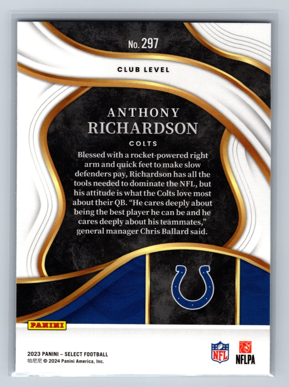 Anthony Richardson 2023 Panini Select Club Level RC #297 Colts
