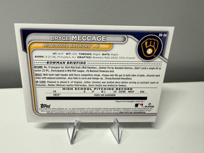 Bryce Meccage 2024 Bowman Draft 1st Paper Blue 150 #BD-94 Brewers
