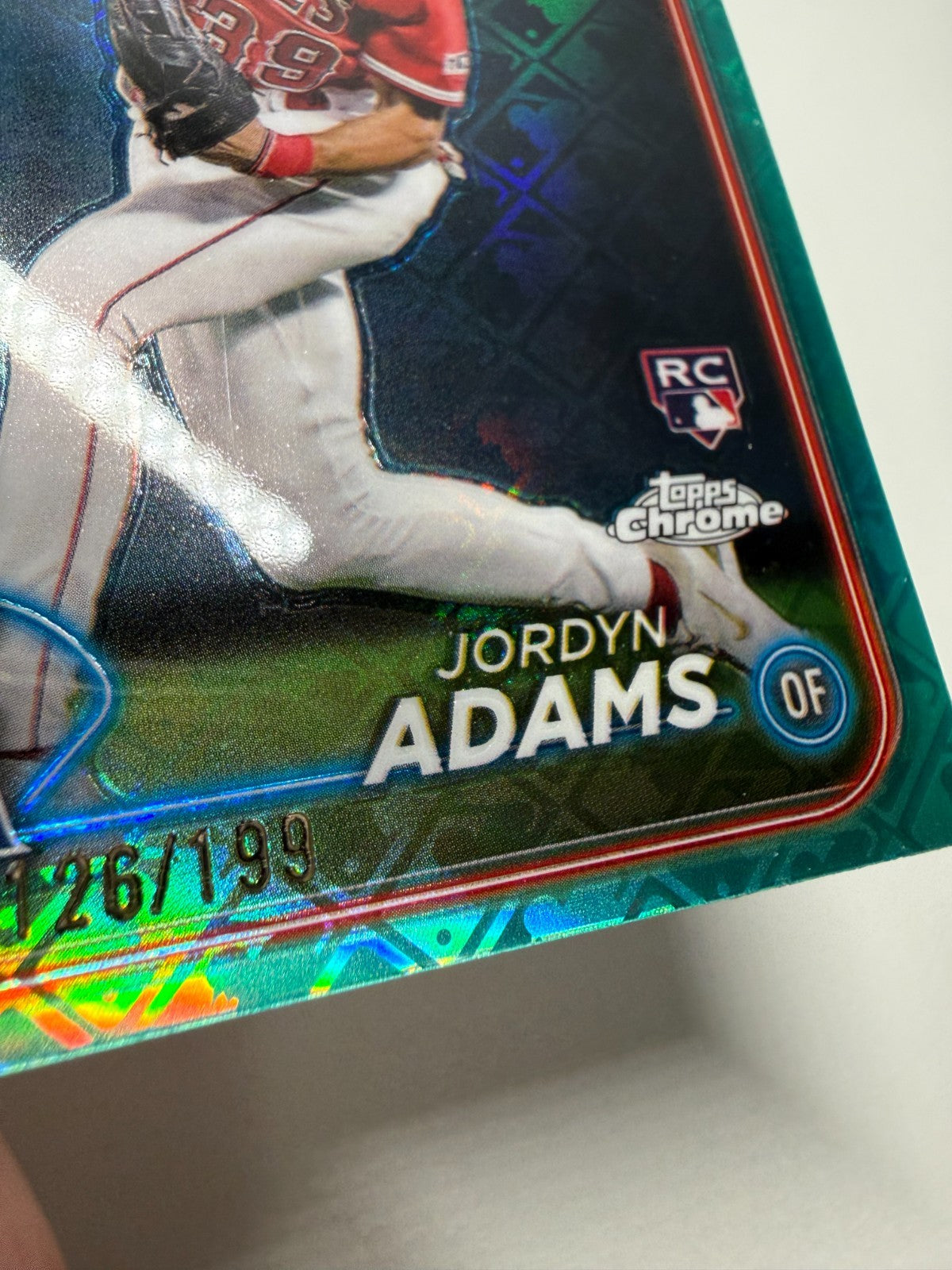 Jordyn Adams 2024 Topps Chrome Logofractor Aqua Refractor RC /199 #145 Angels