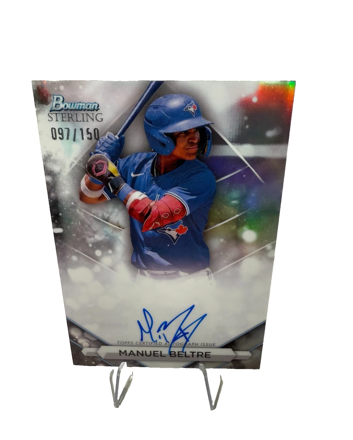 Manuel Beltre 2023 Bowman Sterling Prospect Refractor Auto /150 #PA-MB Blue Jays