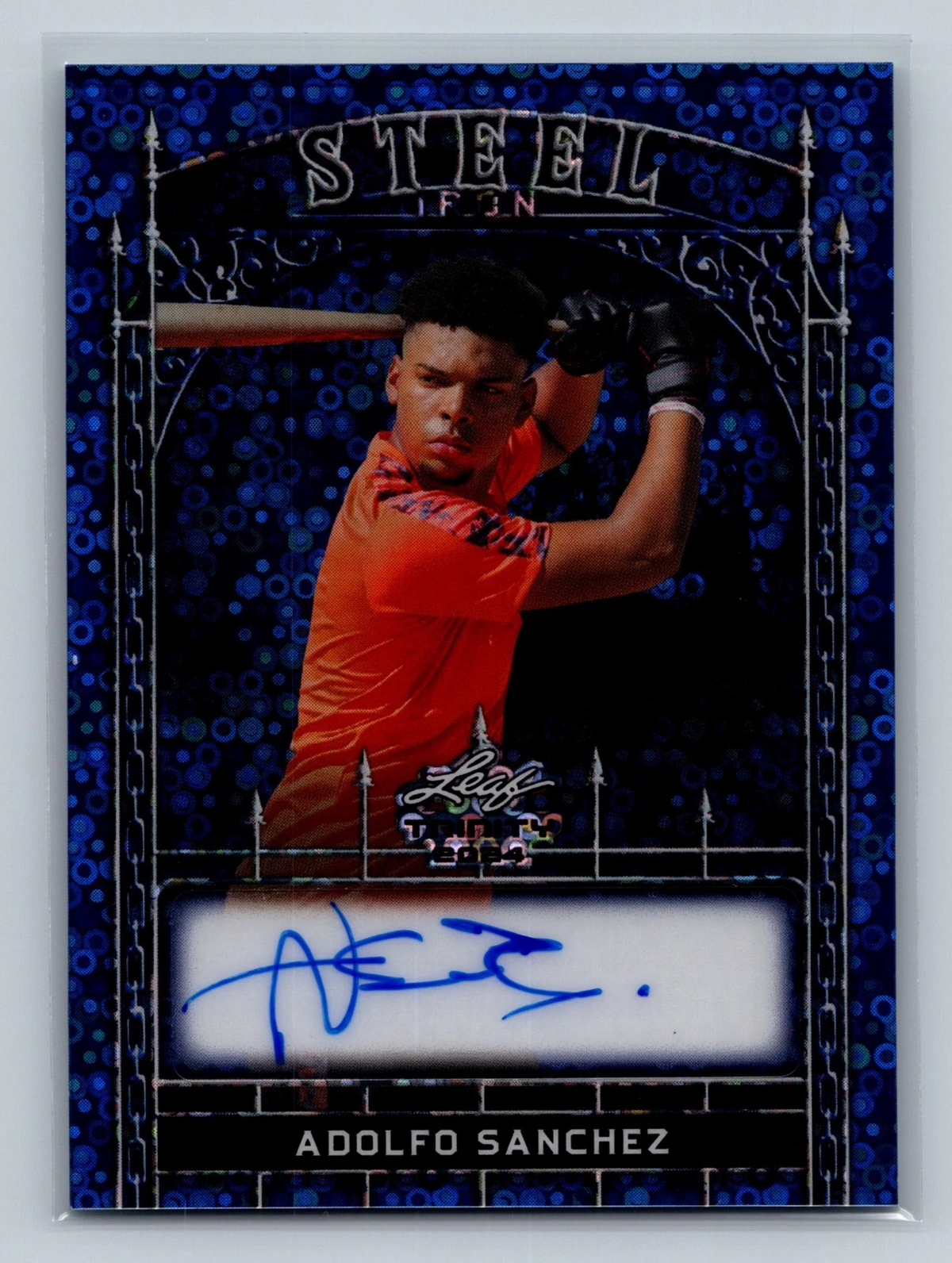 Adolfo Sanchez 2024 Leaf Trinity Steel  Steel Iron Blue Donut Circles Auto /5