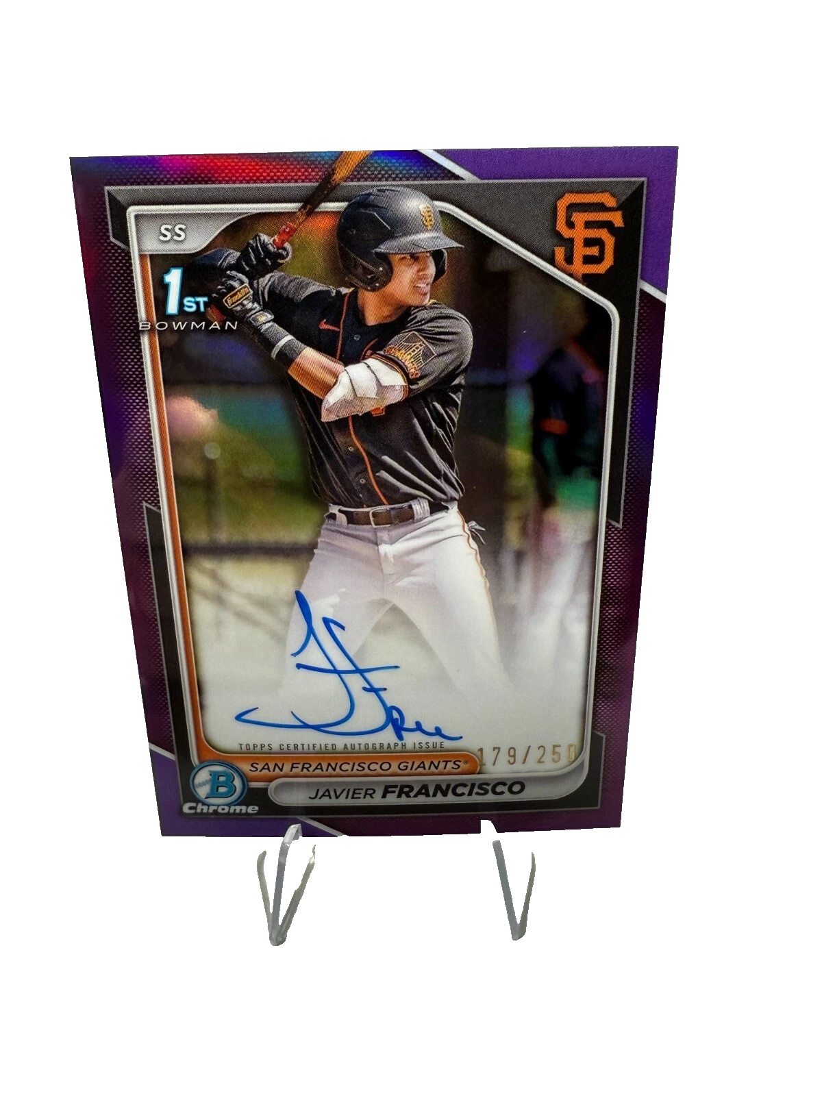 Javier Francisco 2024 Bowman Chrome 1st Purple Refractor Auto /250 #CPA-JFA