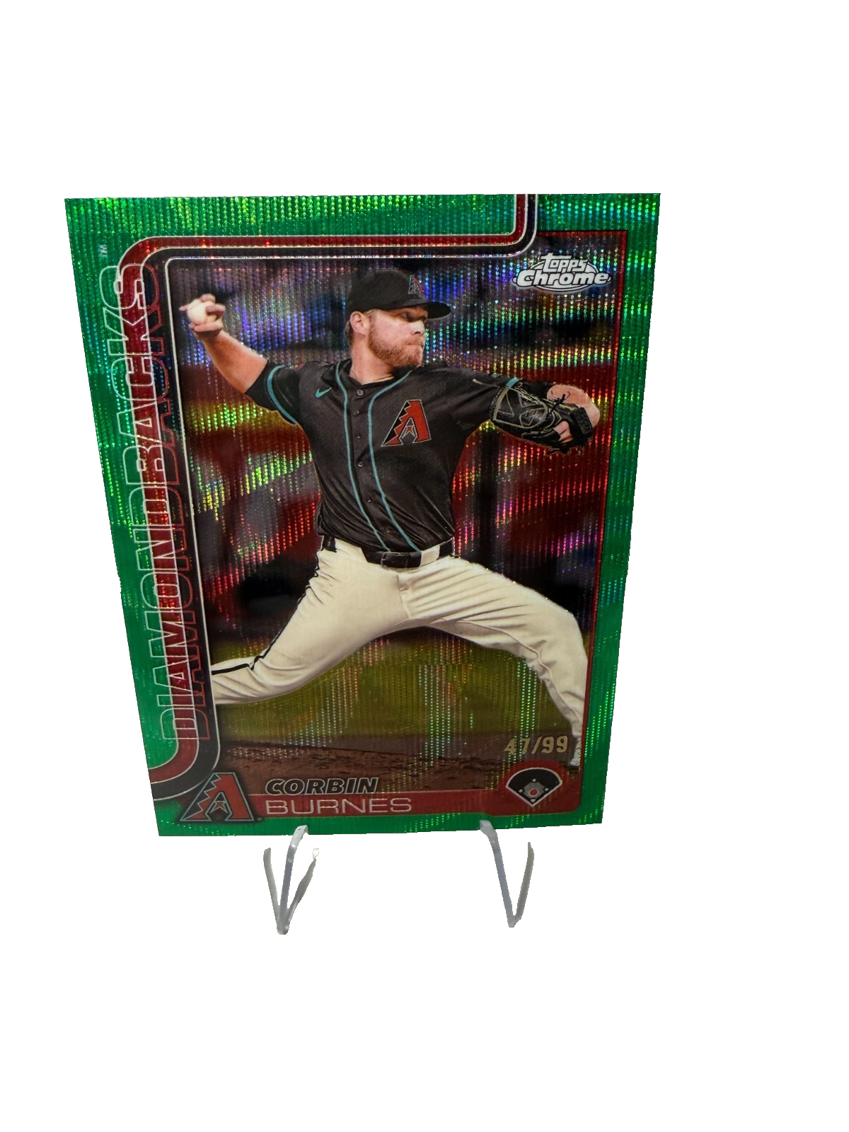 Corbin Burnes 2025 Topps Chrome Green Wave Refractor /99 #17 Diamondbacks