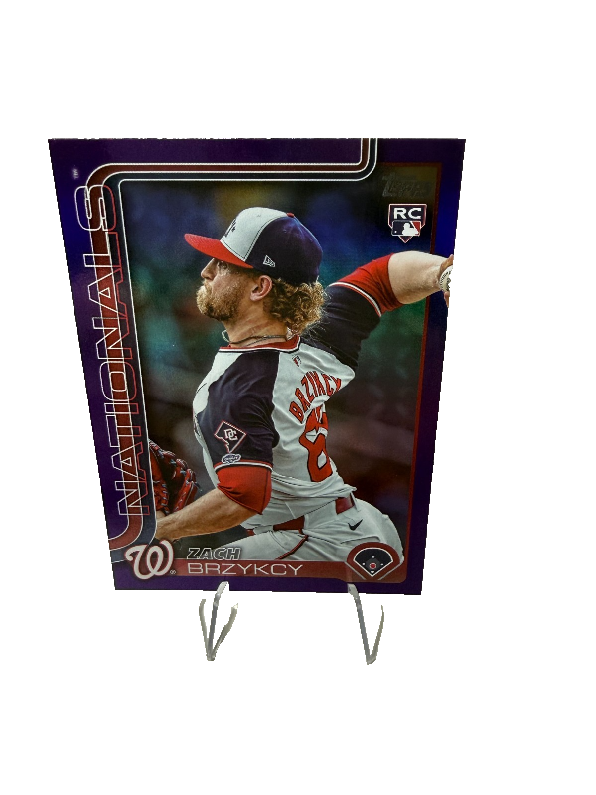 Zach Brzykcy 2025 Topps Series 2 Purple Rainbow Foilboard RC /250 #411 Nationals