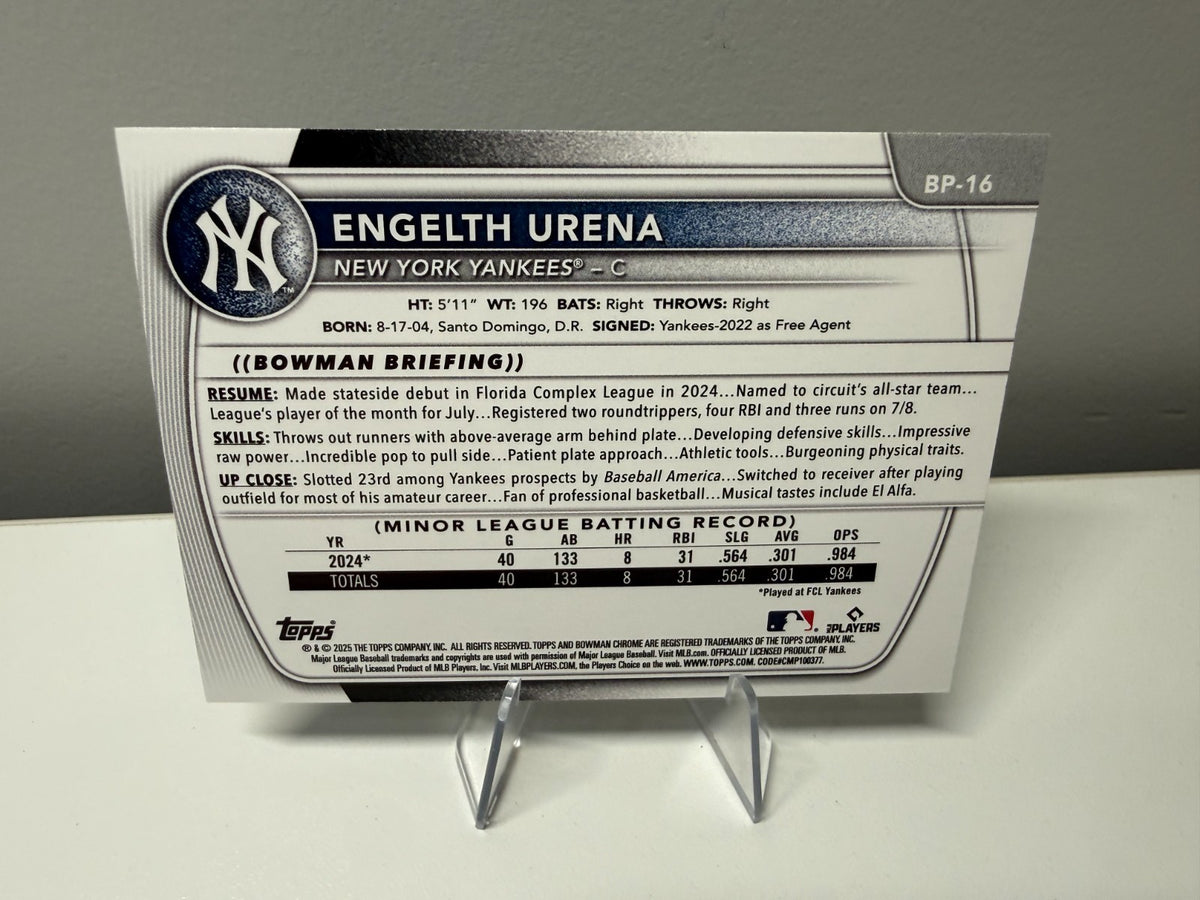 Engelth Urena 2025 Bowman 1st  Sky Blue /499 #BP-16 Yankees