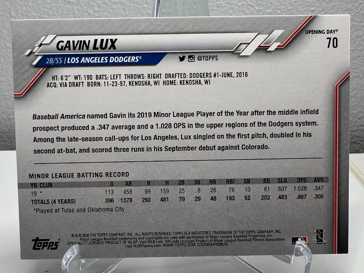 Gavin Lux 2020 Topps Opening Day RC #70 Dodgers