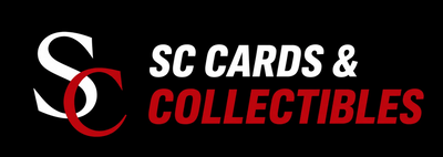 A black square graphic with the text 'SC CARDS & COLLECTIBLES' in white and red, alongside a stylized white and red 'SC' logo.