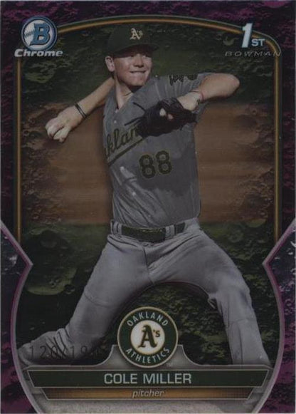 Cole Miller 2023 Bowman Draft Chrome 1st Fuchsia Lunar Refractor /199 #BDC-51