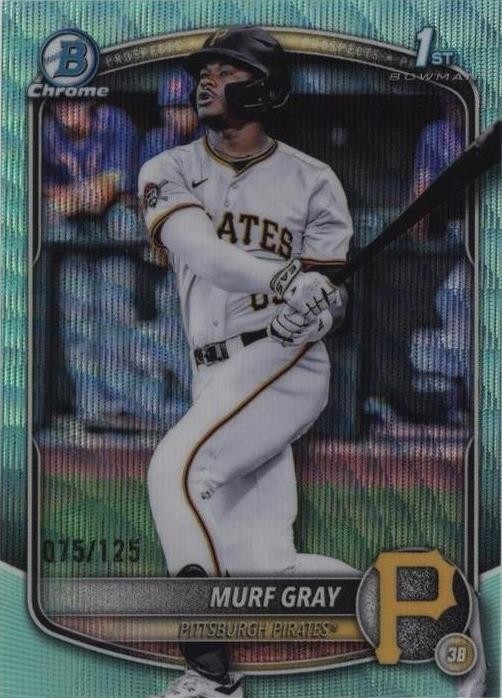 Murf Gray 2025 Bowman Draft Chrome 1st Aqua Wave Refractor /125 #BDC-108 Pirates