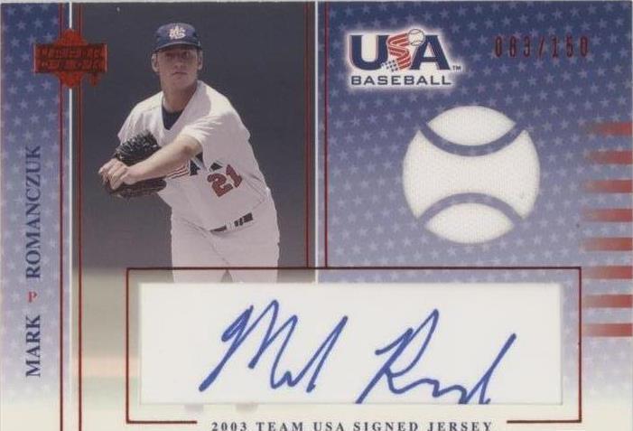 Mark Romanczuk 2003 Upper Deck USA Baseball Blue Ink Auto /150 #J-9