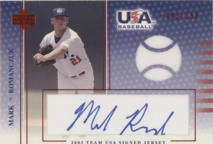 Mark Romanczuk 2003 Upper Deck USA Baseball Blue Ink Auto /150 #J-9