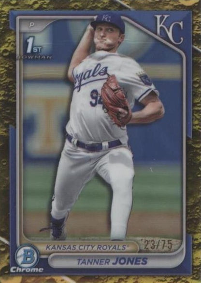 Tanner Jones 2024 Bowman Draft Chrome 1st Yellow Lunar Refractor /75 #BDC-195