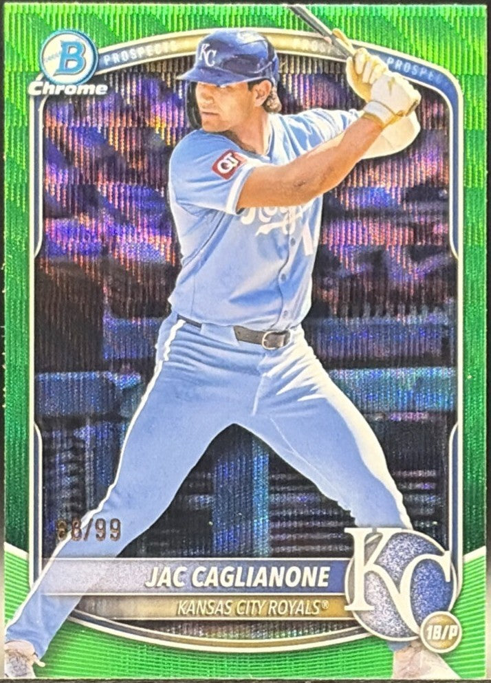 Jac Caglianone 2025 Bowman Chrome Prospect Green Wave Refractor /99 #BCP-154
